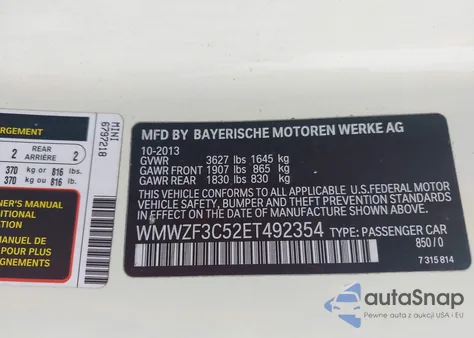 2014 Mini Clubman Cooper z USA, uszkodzony, nr VIN WMWZF3C52ET492354